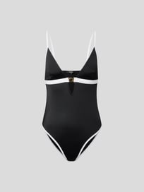 Badeanzug mit Brand-Detail von Balmain Grau / Schwarz - 2