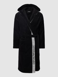 Bademantel mit Label-Print von Emporio Armani Grau / Schwarz - 1
