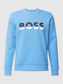 Sweatshirt mit Label-Print Modell 'Salbo' von BOSS Green Blau / Türkis - 32