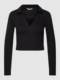 Kort poloshirt met V-hals van REVIEW Grijs / zwart - 13