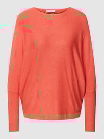 Gebreide pullover met geribde mouwboorden van B.Young Oranje - 19