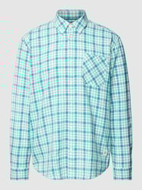 Regular fit vrijetijdsoverhemd met glencheck-motief van Esprit Blauw / turquoise - 30