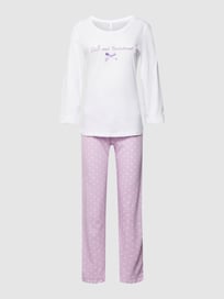 Pyjama mit Statement-Print Modell 'Süß und Verträumt' von LOUIS & LOUISA Weiß - 2