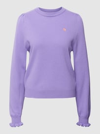 Wollen pullover met motiefstitching van Frogbox Paars - 36