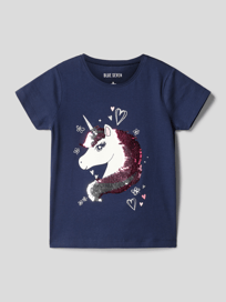T-shirt met tweezijdige pailletten van Blue Seven Blauw / turquoise - 19