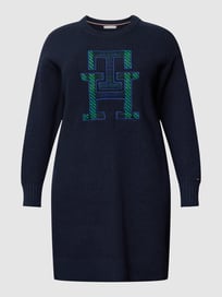 PLUS SIZE jurk met labelstitching, model 'MONOGRAM' van Tommy Hilfiger Curve Blauw / turquoise - 34