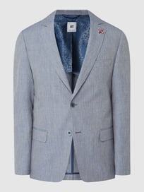 Slim Fit 2-Knopf-Sakko aus Leinen-Schurwoll-Mix Modell 'Tito' von Atelier Torino Blau / Türkis - 32