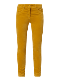 Fluwelen skinny fit broek met labelpatch  van Luisa Cerano Geel - 39