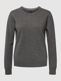 Strickpullover aus Wolle mit Label-Stitching von Gant Grau / Schwarz - 14
