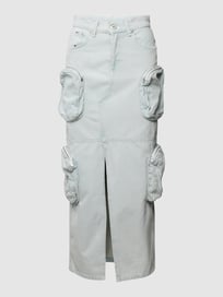 Jeansrock mit aufgesetzten Reißverschlusstaschen Modell 'COMBAT' von The Ragged Priest Blau / Türkis - 44