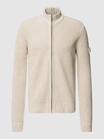 Strickjacke mit Label-Patch Modell 'Hutchins' von JOOP! Jeans Weiß - 36