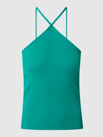 Korte top met stretch, model 'Nessa' van Only Groen - 4