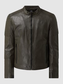 Slim Fit Lederjacke im Biker-Look Modell 'Berin' von Gipsy Grün - 32