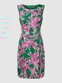 Knielanges Kleid mit floralem Muster Modell 'Blume' von Montego Grün - 26