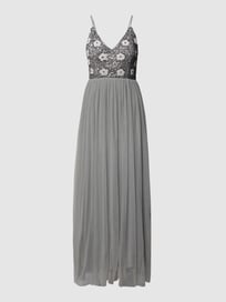 Abendkleid mit Pailletten und Ziersteinen von LACE & BEADS Grün - 12