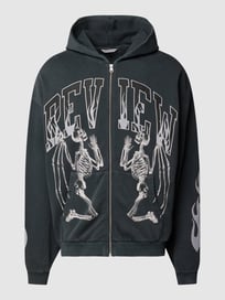 Sweatjacke mit Motiv-Print Modell 'COLLEGEFLAME' von REVIEW Grau / Schwarz - 6