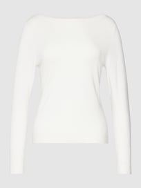 Gebreide pullover met boothals van comma Wit - 3