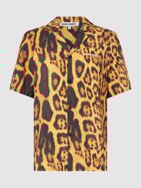 Slim fit vrijetijdsoverhemd van modalmix met korte mouwen van 9N1M SENSE Grijs / zwart - 4