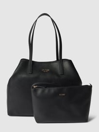 Shopper mit Label-Details Modell 'VIKKY' von Guess Grau / Schwarz - 21