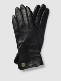 Leren handschoenen met labeldetail van JOOP! Grijs / zwart - 28