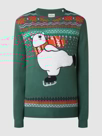 Pullover mit winterlichem Motiv von Montego Grün - 41