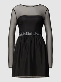 Jurk met tailleband met labelstitching van Calvin Klein Jeans Grijs / zwart - 35