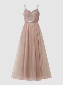 Abendkleid aus Tüll mit Strasssteinen von Unique Lila - 40