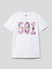 T-Shirt mit Label-Print Modell '501' von Levi’s® Kids Weiß - 46