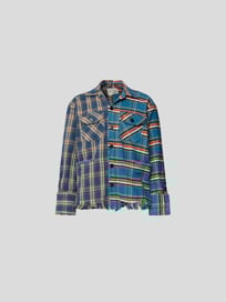 Freizeithemd mit Karomuster von Greg Lauren Blau / Türkis - 41