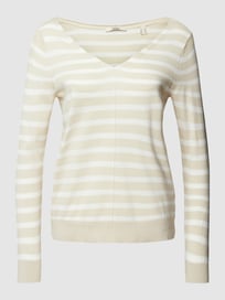 Gebreide pullover met streepmotief van Esprit Bruin - 8
