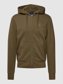 Sweatjack met labelstitching, model 'FULL' van Gant Groen - 3