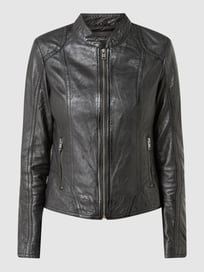 Slim fit leren jack in bikerlook, model 'Cait' van Gipsy Grijs / zwart - 22