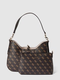 Handtas met all-over logomotief, model 'BRENTON' van Guess Bruin - 31