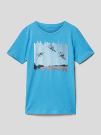 T-Shirt mit Motiv-Print von Tom Tailor Blau / Türkis - 30