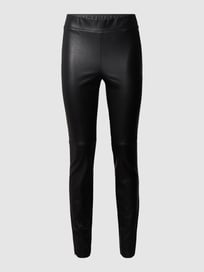 Stoffen broek in leerlook, model 'Randa' van Cambio Grijs / zwart - 34
