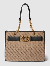Tote Bag mit Allover-Muster Modell 'AVIANA' von Guess Grau / Schwarz - 11