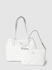 Shopper mit Allover-Logo Modell 'VIKKY' von Guess Weiß - 3