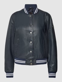 Lederjacke mit Label-Patch von Cabrini Blau / Türkis - 33