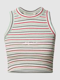 Crop Top mit Label-Stitching von REVIEW Grau / Schwarz - 42