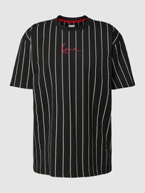 T-Shirt mit Streifenmuster Modell 'SIGNATURE' von KARL KANI Grau / Schwarz - 3