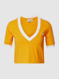 Kort T-shirt met V-hals van adidas Originals Oranje - 12