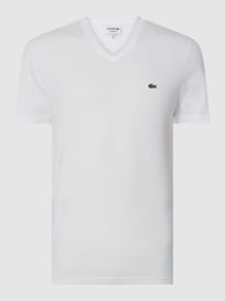 Regular fit T-shirt met V-hals van Lacoste Wit - 40