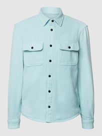 Overhemdjack met kentkraag van REVIEW Blauw / turquoise - 3