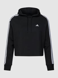 PLUS SIZE cropped Hoodie mit Label-Detail von Adidas Sportswear Plus Grau / Schwarz - 28