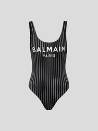 Badeanzug mit Streifenmuster von Balmain Grau / Schwarz - 32