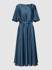Cocktailjurk met ronde hals en strikceintuur van Swing Blauw / turquoise - 26