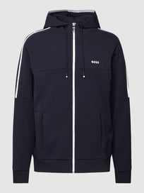 Sweatjacke mit Kontraststreifen Modell 'Saggy' von BOSS Green Blau / Türkis - 18