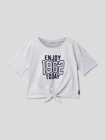 T-Shirt mit Saumabschluss zum Binden von Tom Tailor Grau / Schwarz - 2