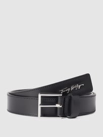 Leren riem met labelapplicatie van Tommy Hilfiger Grijs / zwart - 36