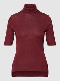 T-Shirt mit Rollkragen und Effektgarn von Esprit Collection Rot - 4